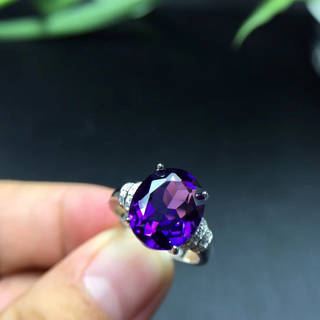 Bague en argent 925 avec améthyste naturelle