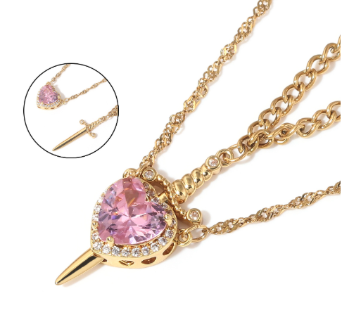 Collier Superposé Sorella™ Cœur & Épée (Un Ensemble)