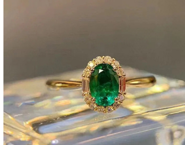 Bague de luxe avec émeraude naturelle en argent sterling 925