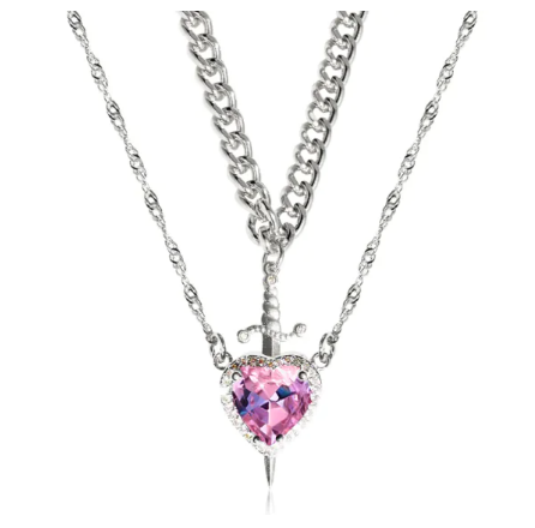 Collier Superposé Sorella™ Cœur & Épée (Un Ensemble)
