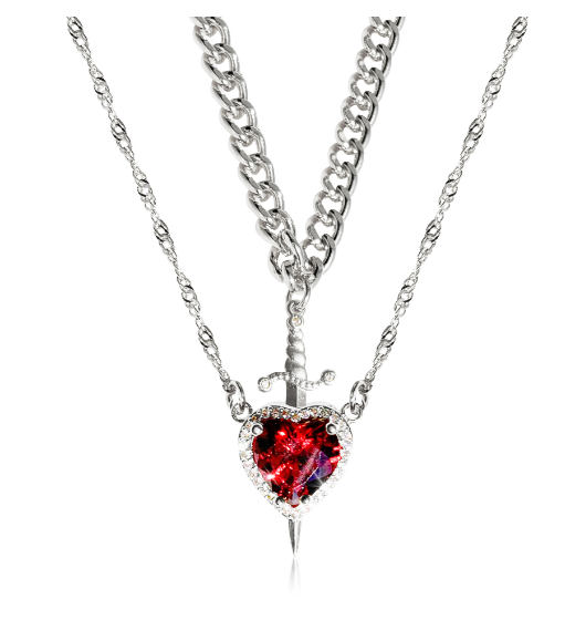 Collier Superposé Sorella™ Cœur & Épée (Un Ensemble)
