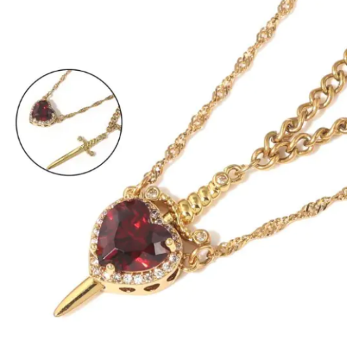 Collier Superposé Sorella™ Cœur & Épée (Un Ensemble)