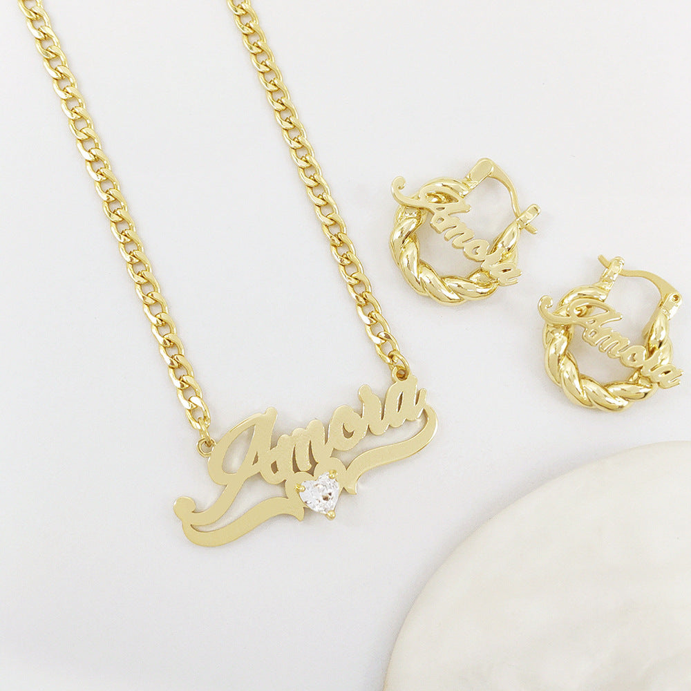 Collier personnalisé à faire soi-même avec prénom et pierre de naissance en forme de cœur - Delb Store 