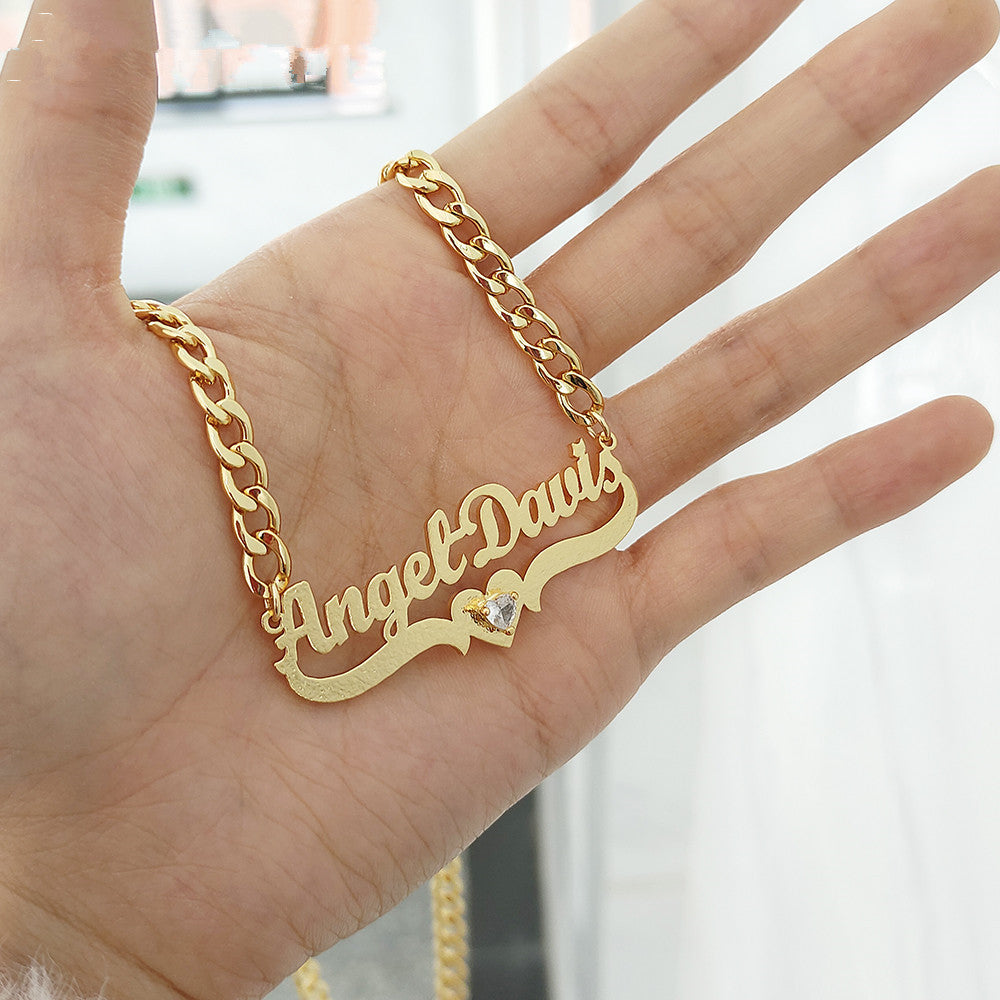 Collier personnalisé à faire soi-même avec prénom et pierre de naissance en forme de cœur - Delb Store 
