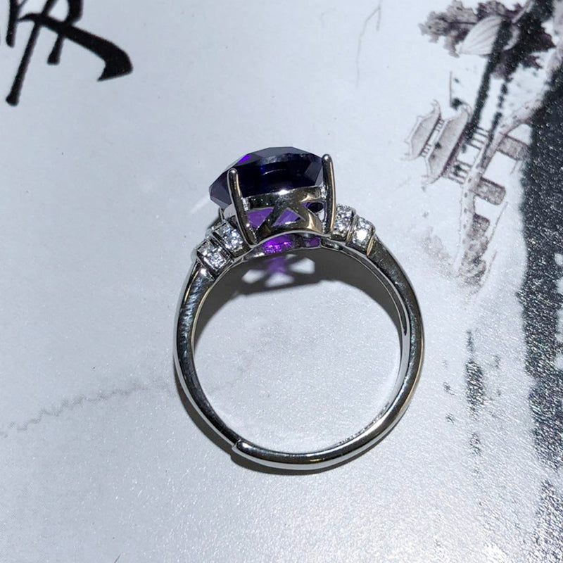 Bague en argent 925 avec améthyste naturelle