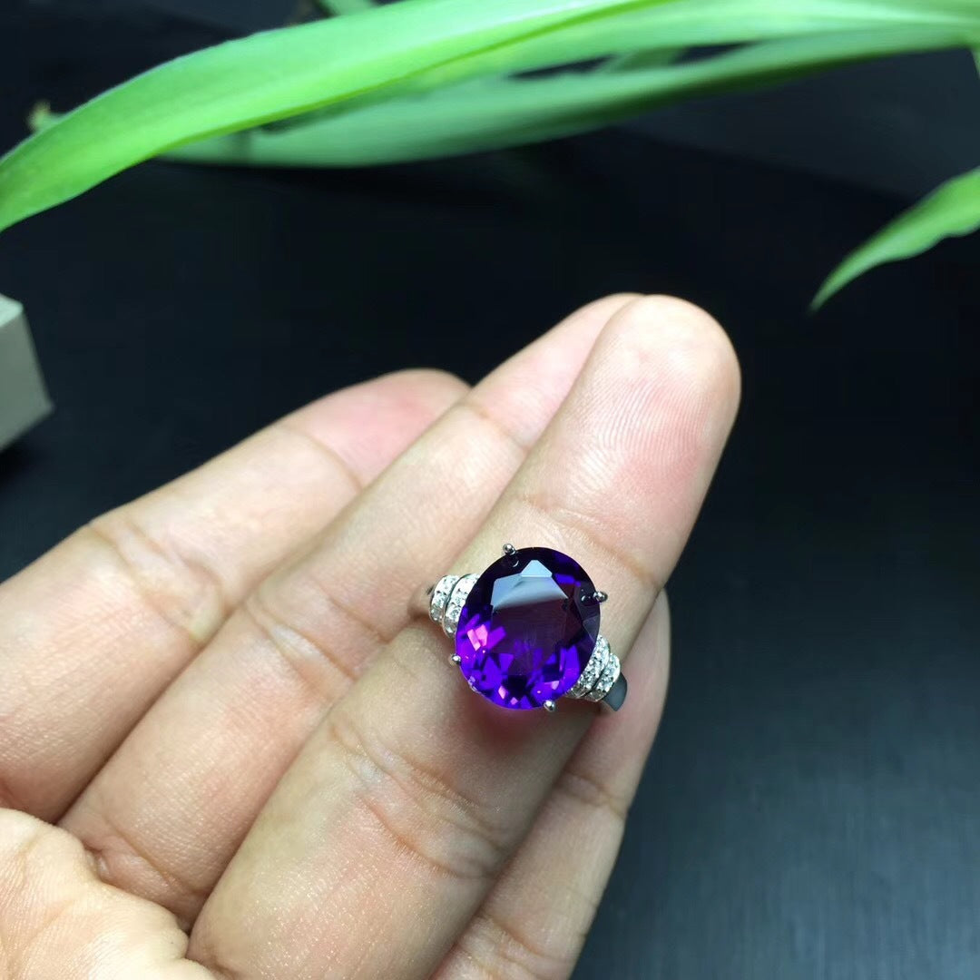 Bague en argent 925 avec améthyste naturelle
