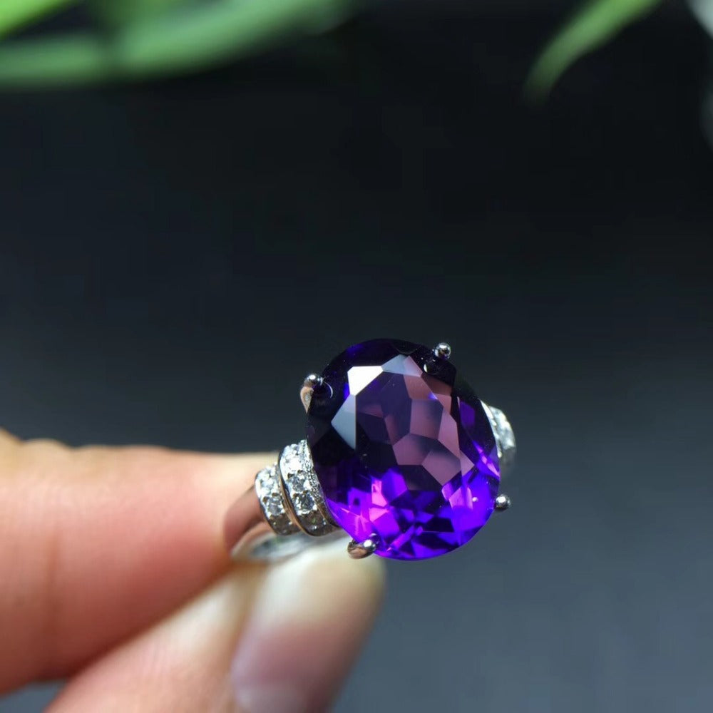 Bague en argent 925 avec améthyste naturelle