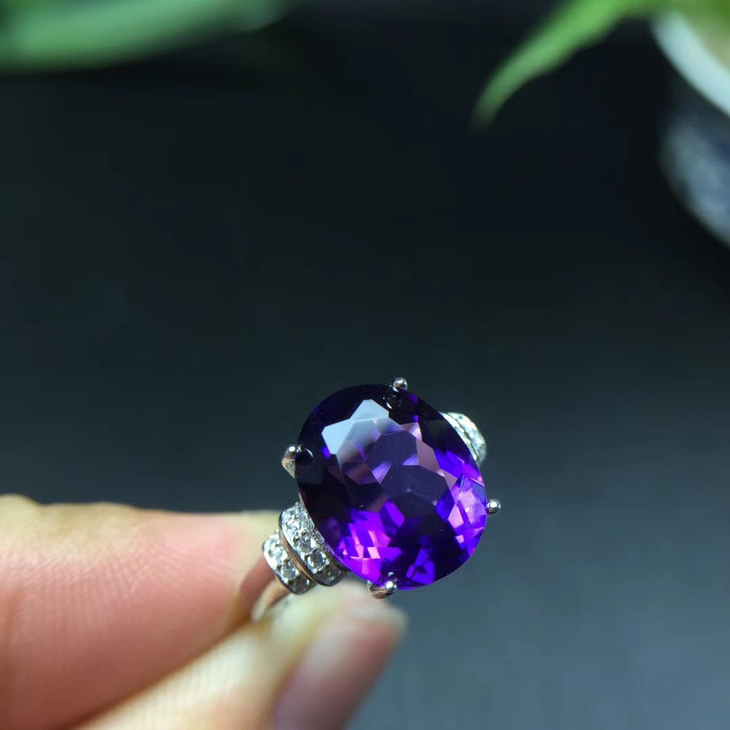 Bague en argent 925 avec améthyste naturelle