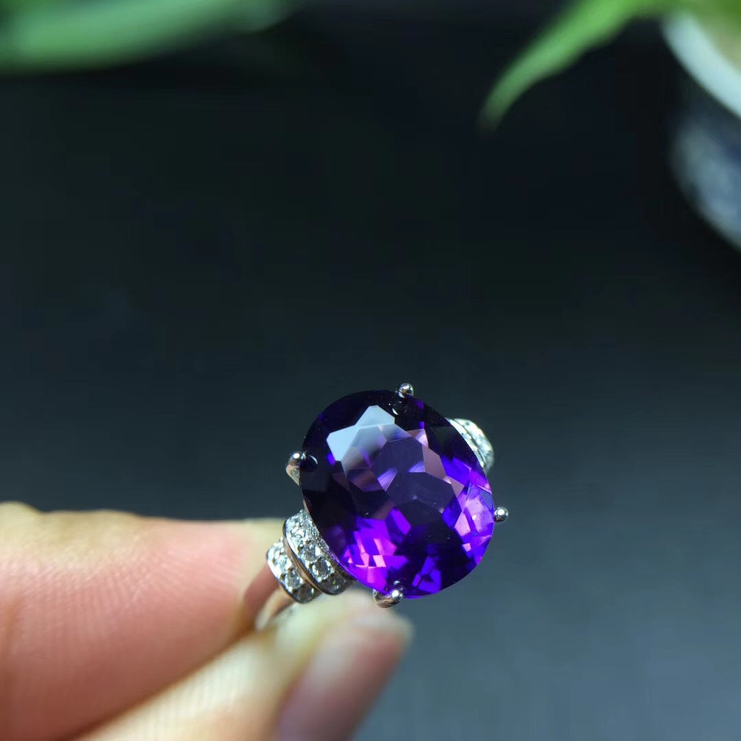 Bague en argent 925 avec améthyste naturelle