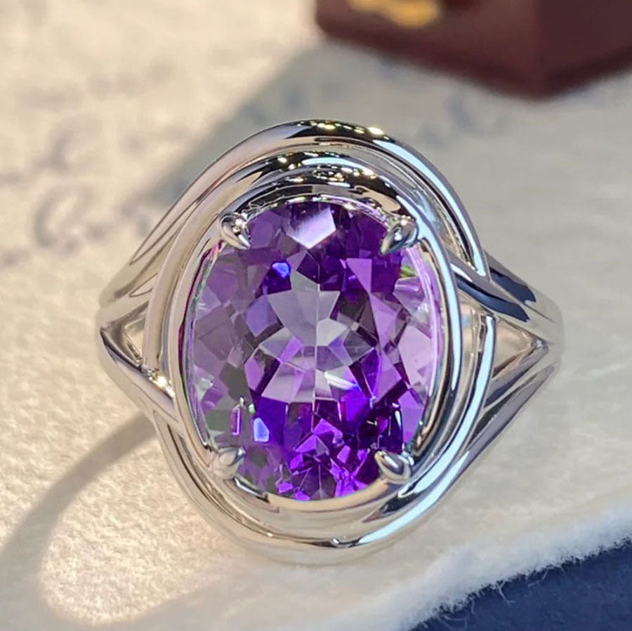 Bague fantaisie en améthyste pour femme